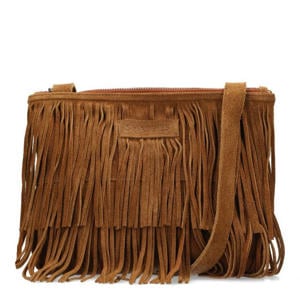suede crossbody tas Festival cognac