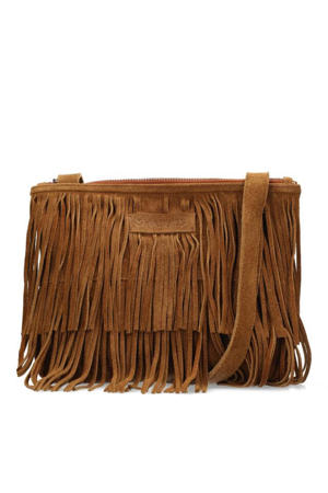 suede crossbody tas Festival cognac
