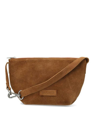 suede crossbody tas Esra cognac