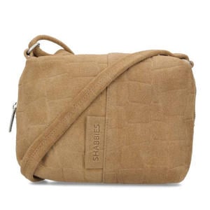 suede crossbody tas Saar Croco lichtbruin