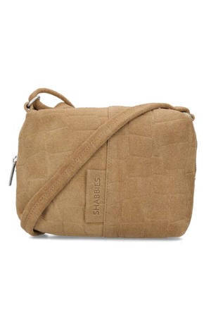 suede crossbody tas Saar Croco lichtbruin