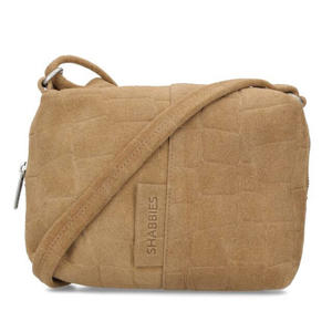 suede crossbody tas Saar Croco lichtbruin