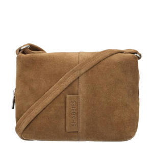 suede crossbody tas Saar bruin