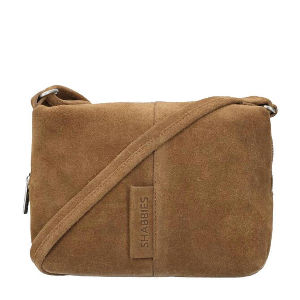 Shabbies Amsterdam suede crossbody tas Saar bruin