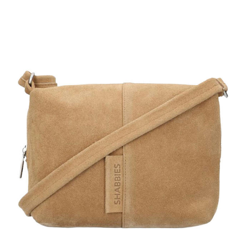 Shabbies Amsterdam suede crossbody tas Saar zand