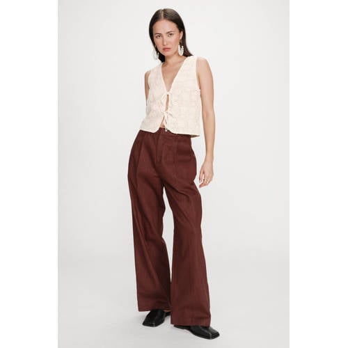 Grace & Mila mouwloze top crème crochet afbeelding