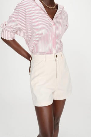 high waist denim short crème