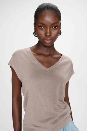 glitter top taupe