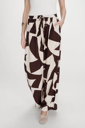 wide leg regular waist casual broek donkerbruin