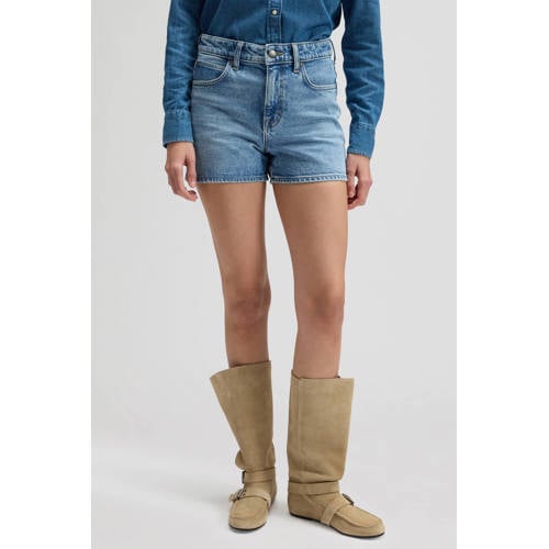 Lee denim straight high waist short medium blue denim afbeelding