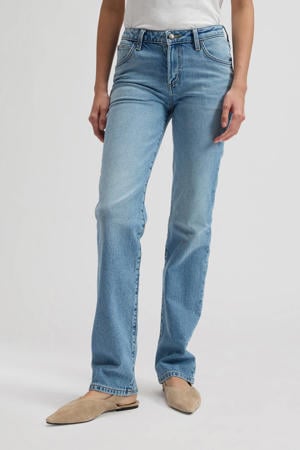 straight leg jeans medium blue denim