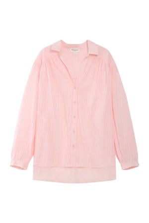 blouse met krijtstreep lichtroze