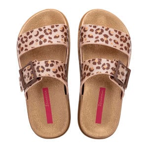 slippers beige/panterprint