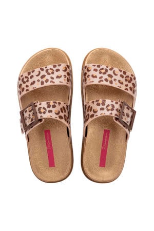 slippers beige/panterprint