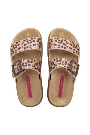 slippers beige/panterprint