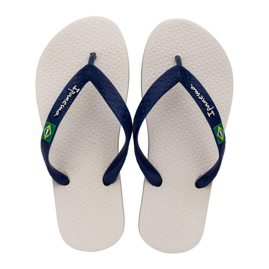Beige en blauwe jongens en meisjes Ipanema teenslippers van 100% rubber