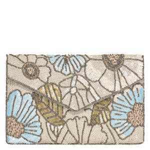 clutch Flowers beige/blauw