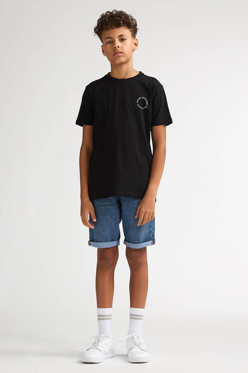 Zwarte jongens Petrol Industries T-shirt van katoen met printopdruk, korte mouwen en ronde hals