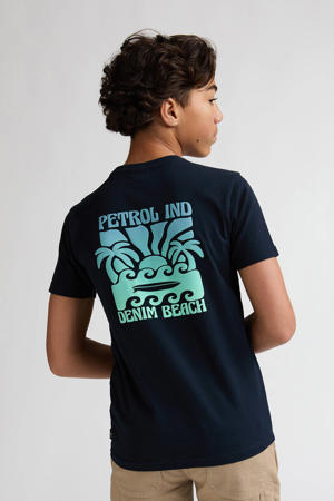 T-shirt met backprint donkerblauw