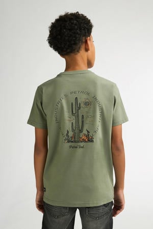 T-shirt met backprint olijfgroen