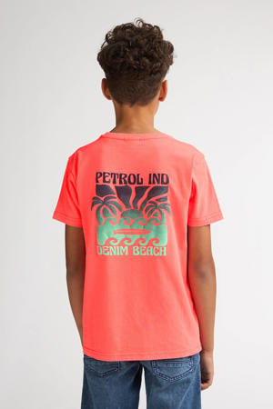 T-shirt met backprint koraalrood