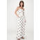 Grace & Mila wide leg high waist broek met linnen met stippen ecru