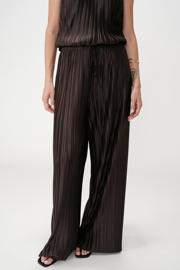 thumbnail: Grace & Mila wide leg regular waist broek donkerbruin