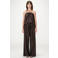 Grace & Mila wide leg regular waist broek donkerbruin