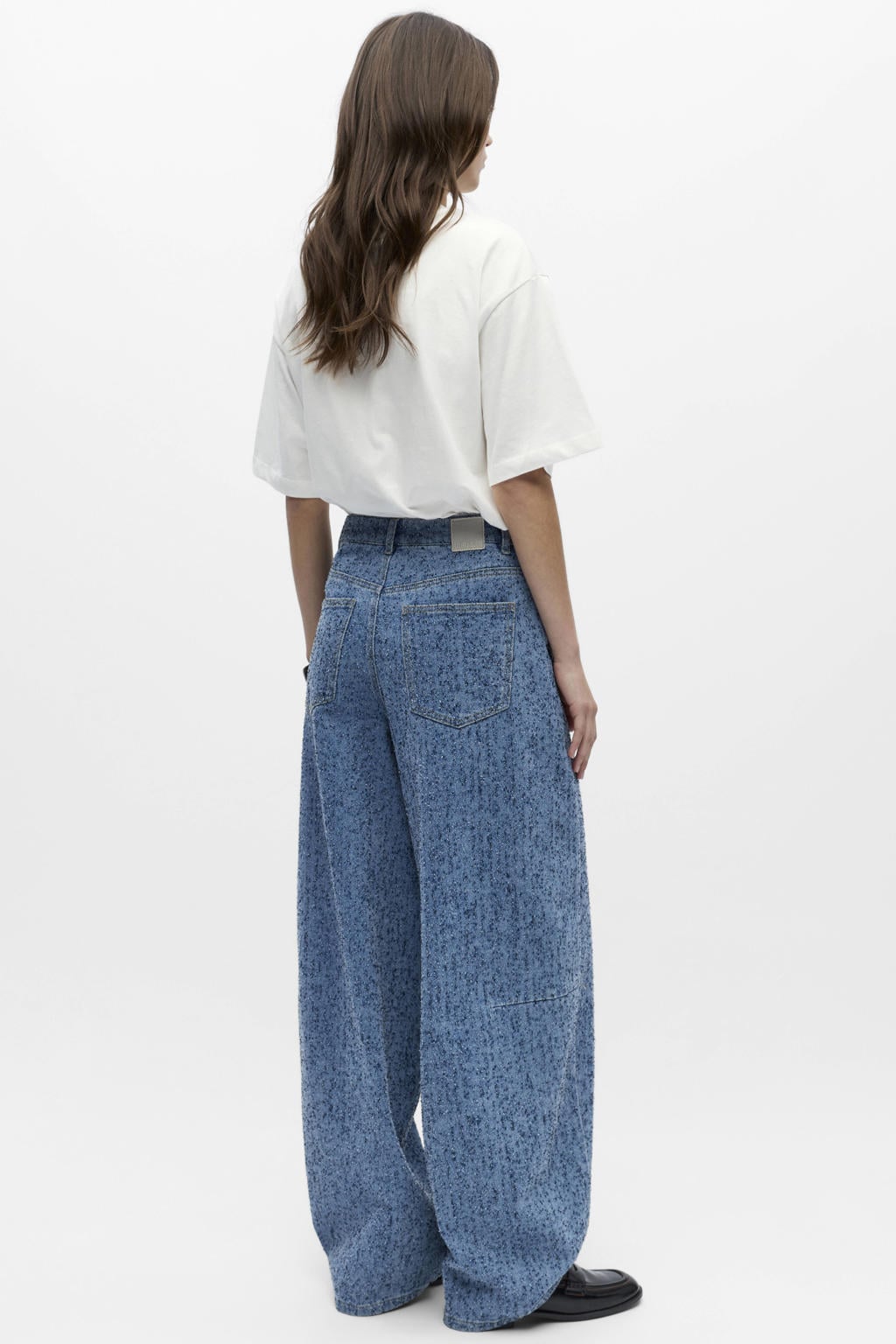 Medium blue denim dames OBJECT barrel jeans van denim met regular waist, rits- en knoopsluiting en effen