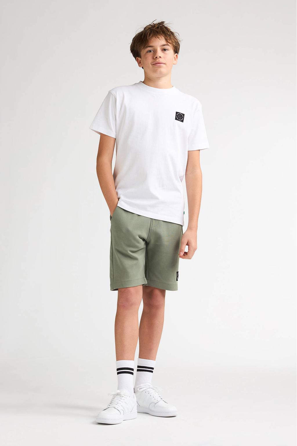 Groene jongens Petrol Industries relaxed sweatshort met regular waist, elastische tailleband met koord en effen