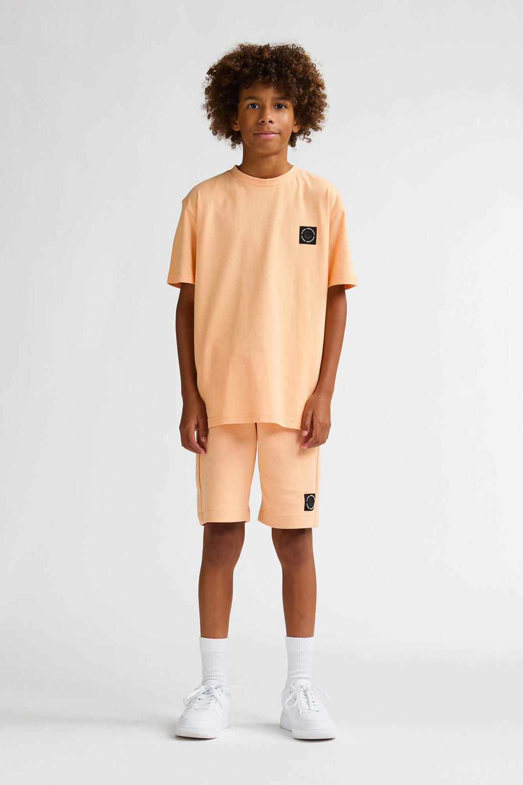 Oranje jongens Petrol Industries T-shirt van katoen met effen, korte mouwen en ronde hals