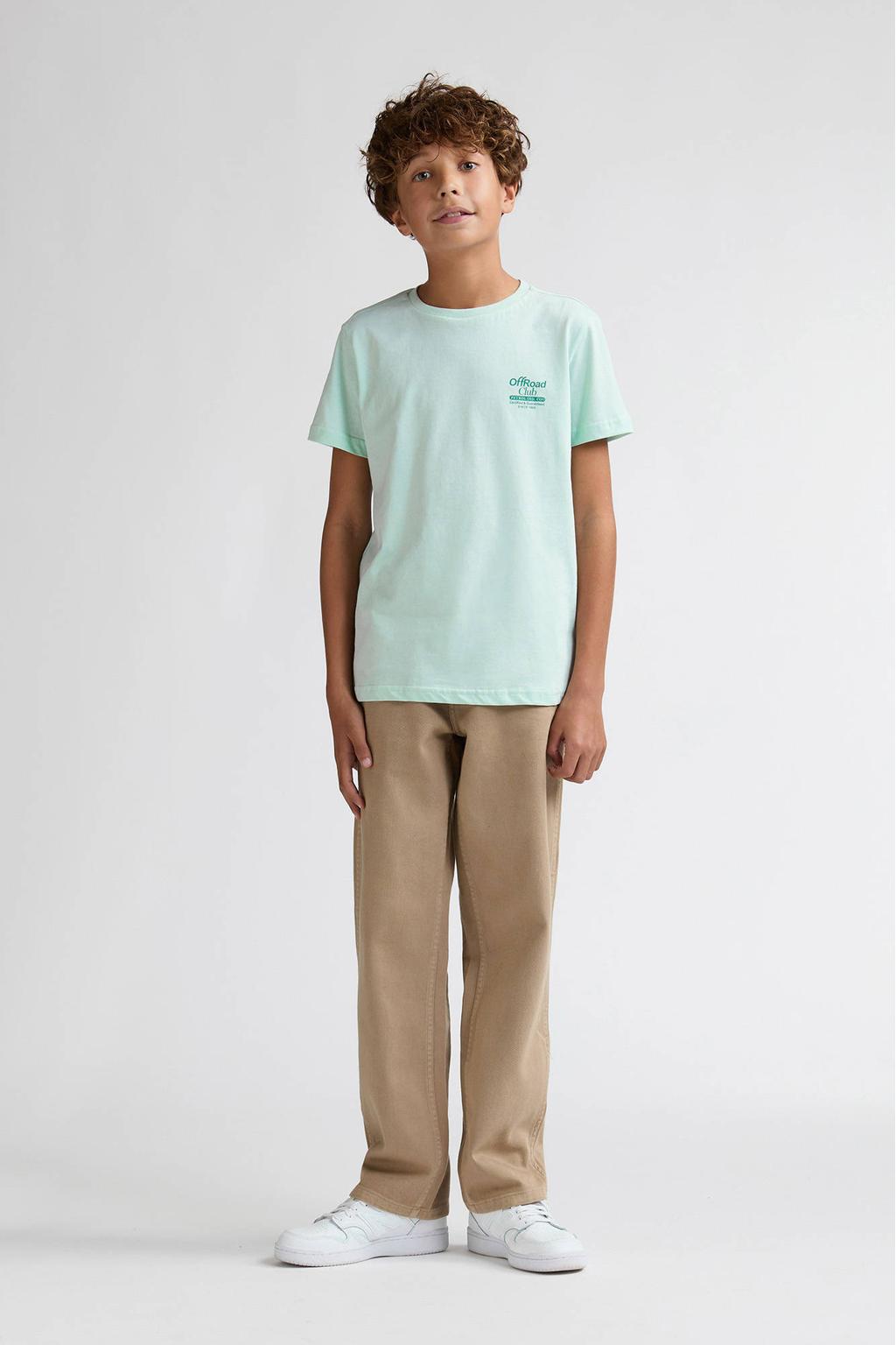 Zandkleurige jongens Petrol Industries relaxed casual broek van katoen met regular waist, rits- en knoopsluiting en effen