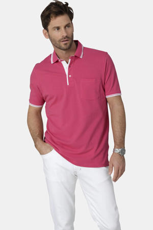 regular fit polo met contrast bies Plus Size - roze