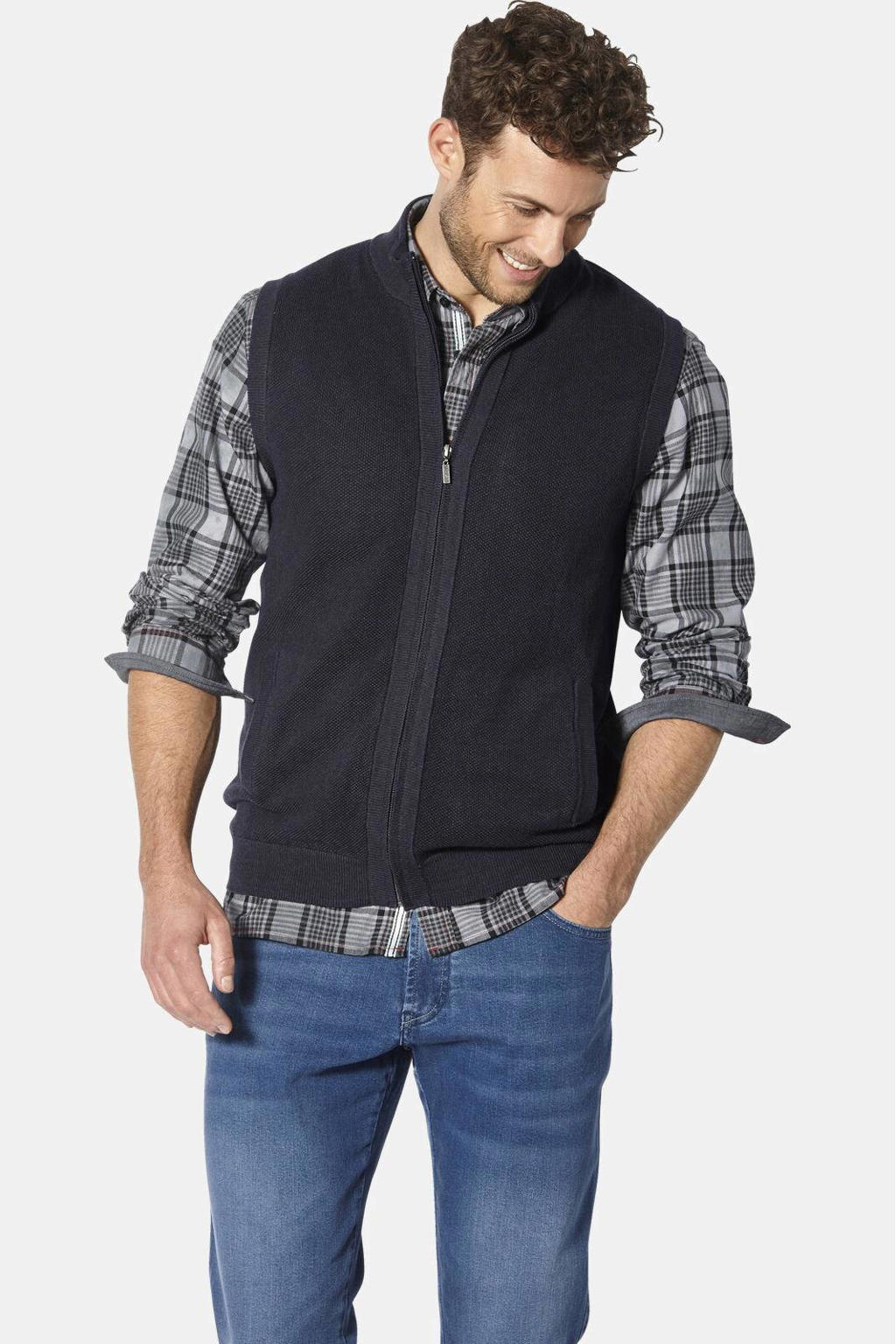 Babista katoenen gebreid vest Plus Size - donkerblauw