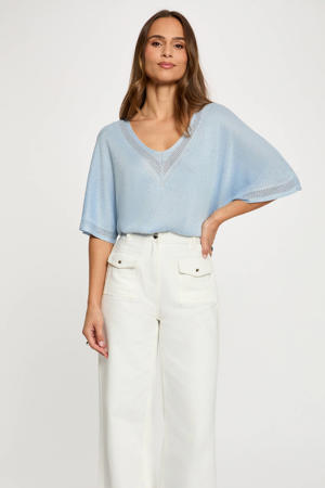 top met glitter lichtblauw