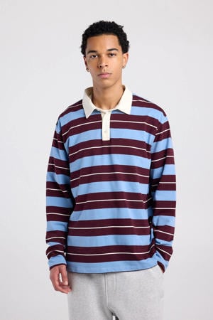 oversized gestreepte polo blauw