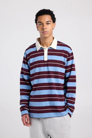 oversized gestreepte polo blauw