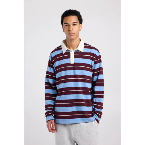 America Today oversized gestreepte polo blauw afbeelding