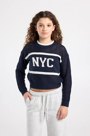 trui donkerblauw grof gebreid