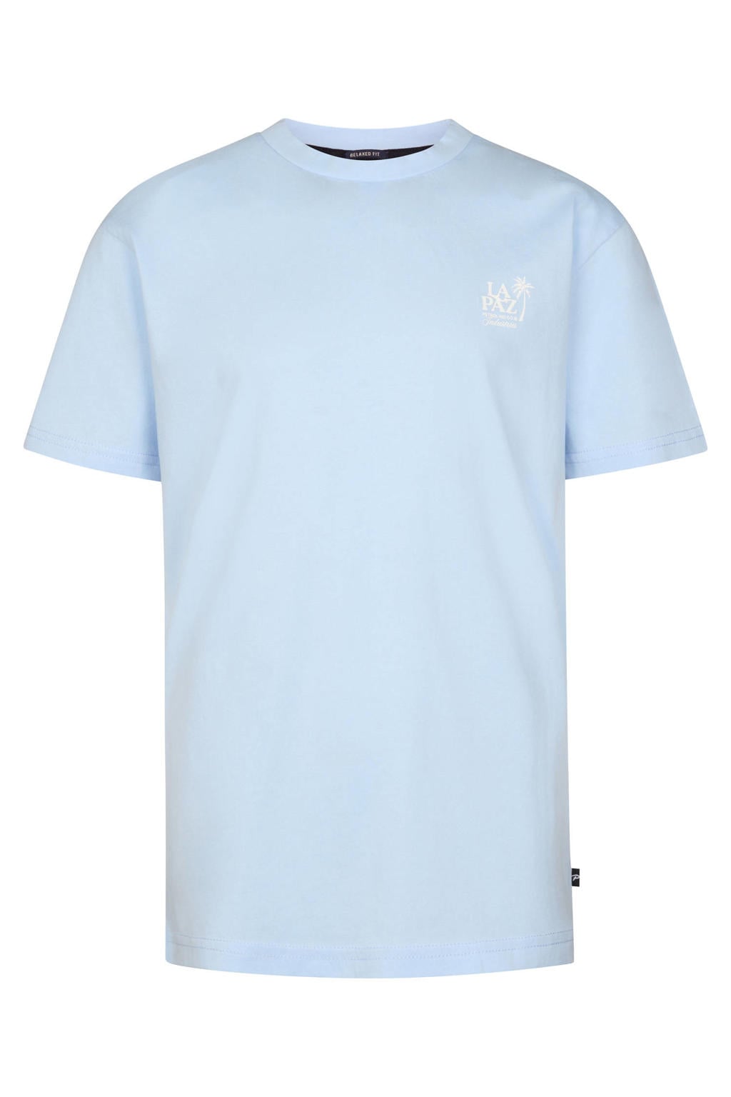 Lichtblauwe jongens Petrol Industries T-shirt van katoen met printopdruk, korte mouwen en ronde hals