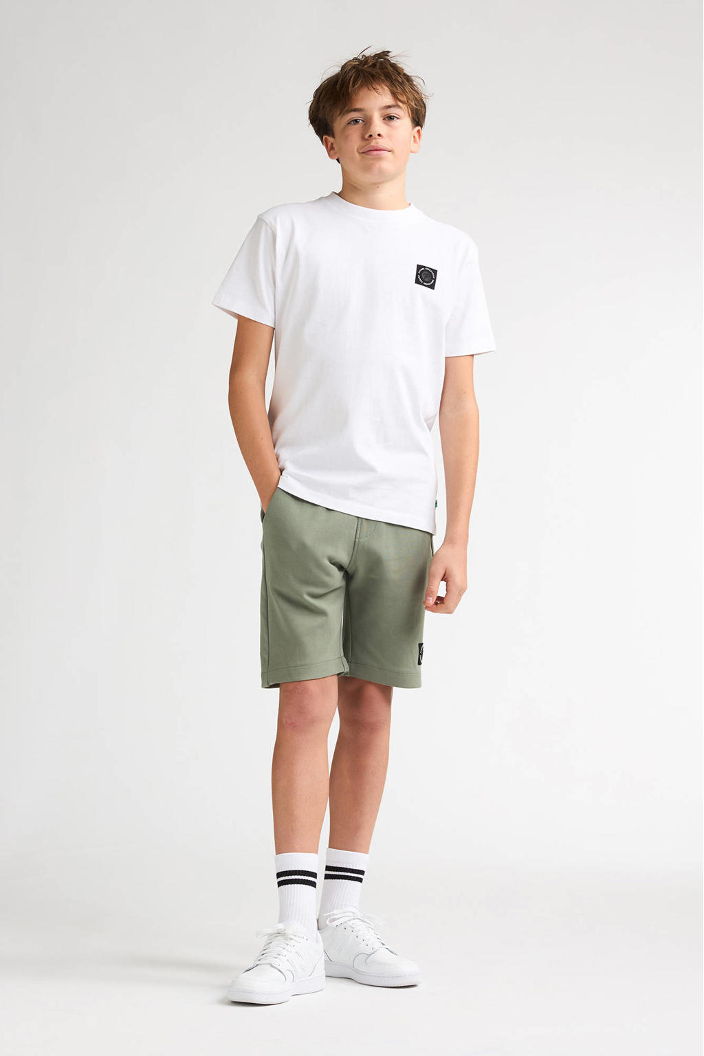 Witte jongens Petrol Industries T-shirt van katoen met backprint, korte mouwen en ronde hals