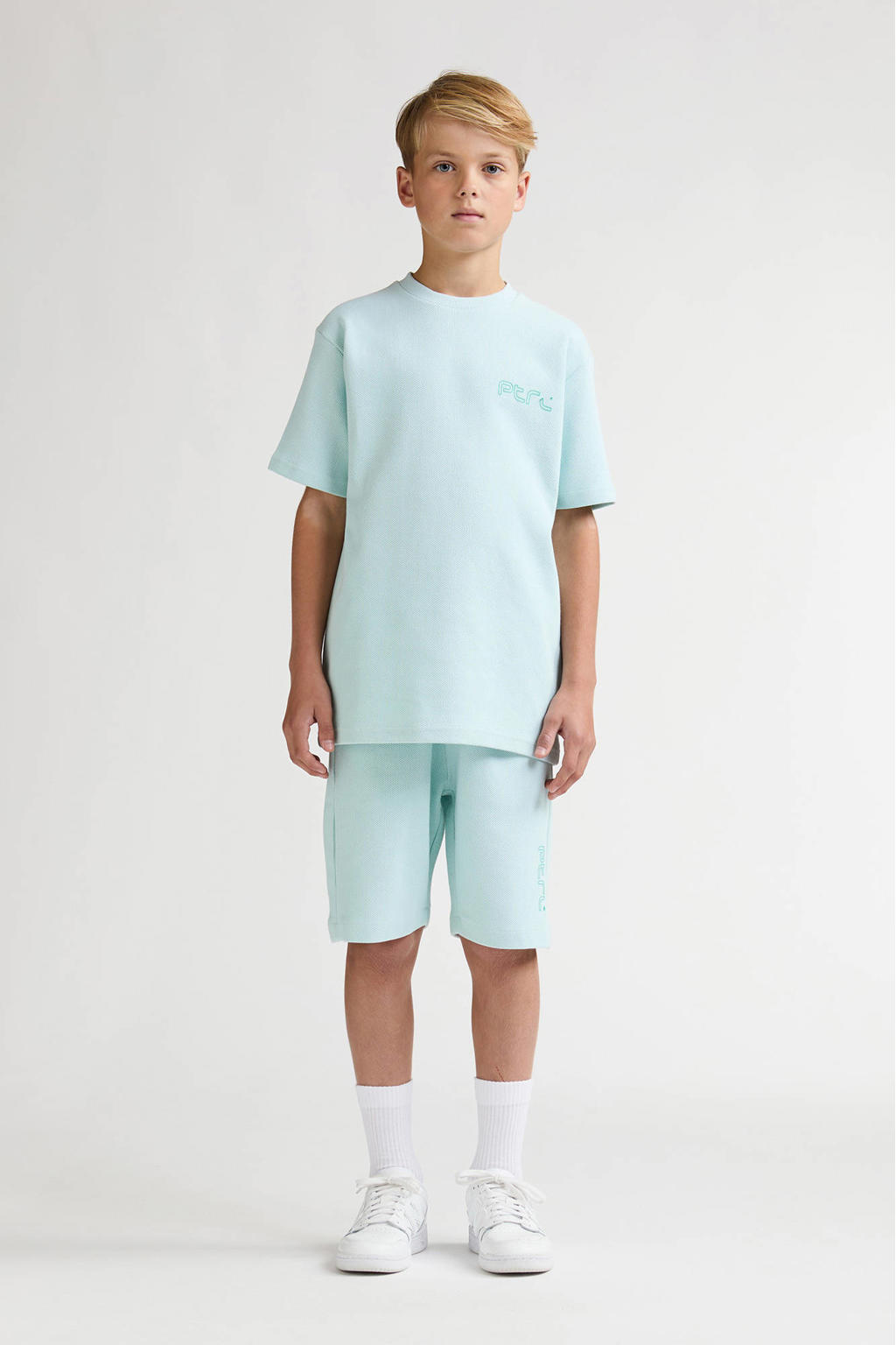 Mintgroene jongens Petrol Industries casual short van katoen met slim fit, regular waist en effen
