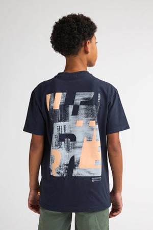 T-shirt met backprint donkerblauw