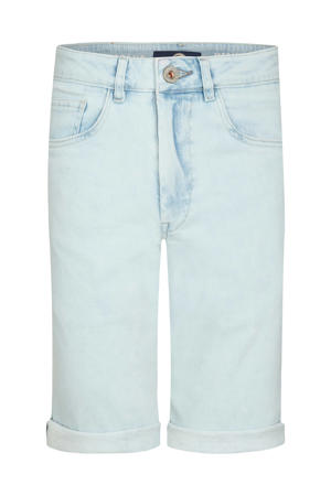 regular waist short light blue denim