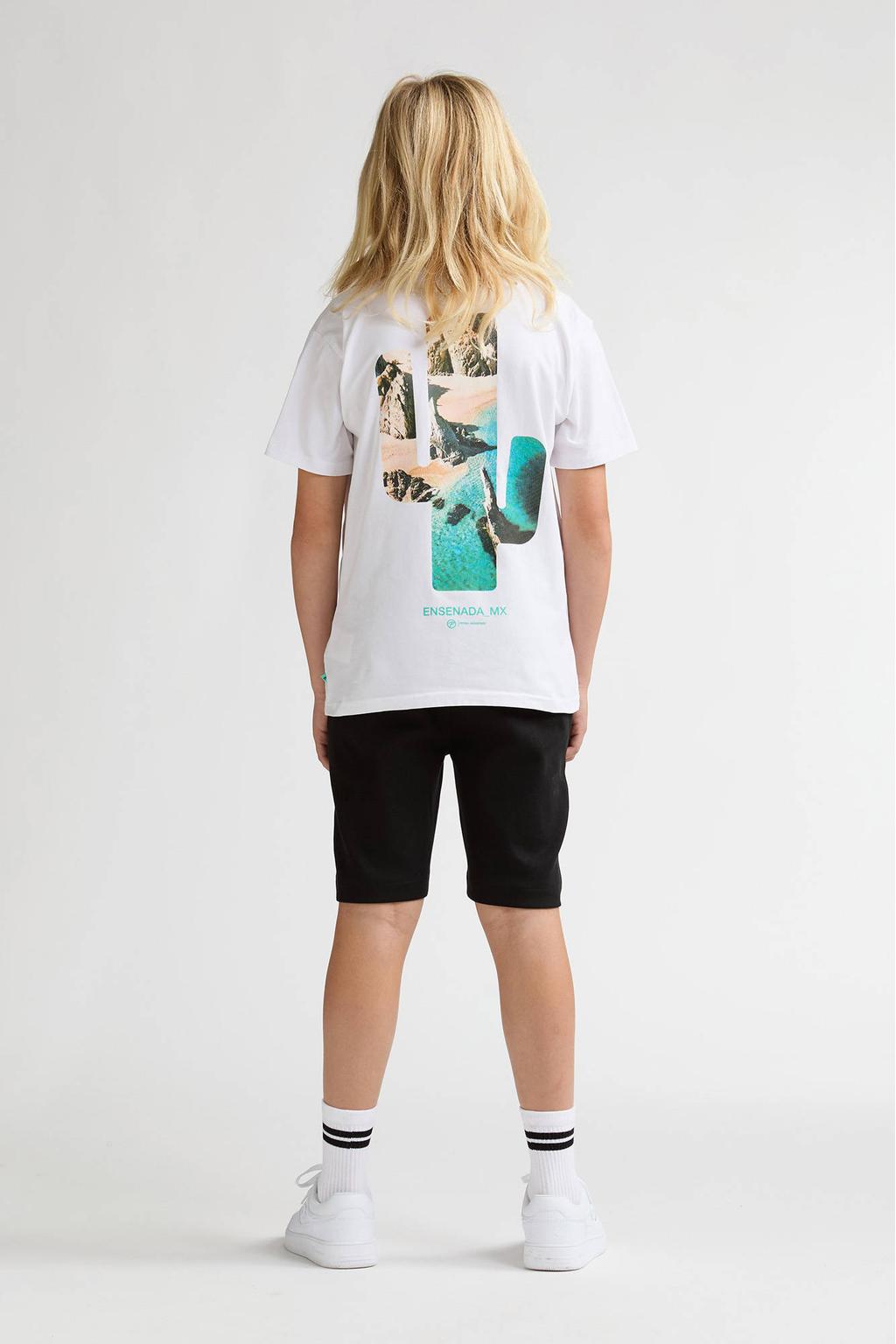 Zwarte jongens Petrol Industries relaxed sweatshort met regular waist, elastische tailleband met koord en effen