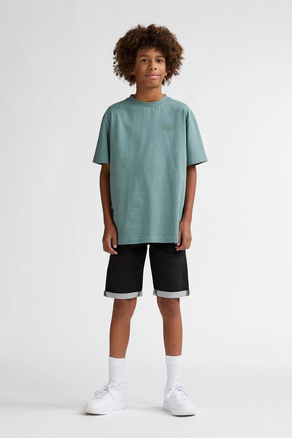 Groene jongens Petrol Industries T-shirt van katoen met printopdruk, korte mouwen en ronde hals