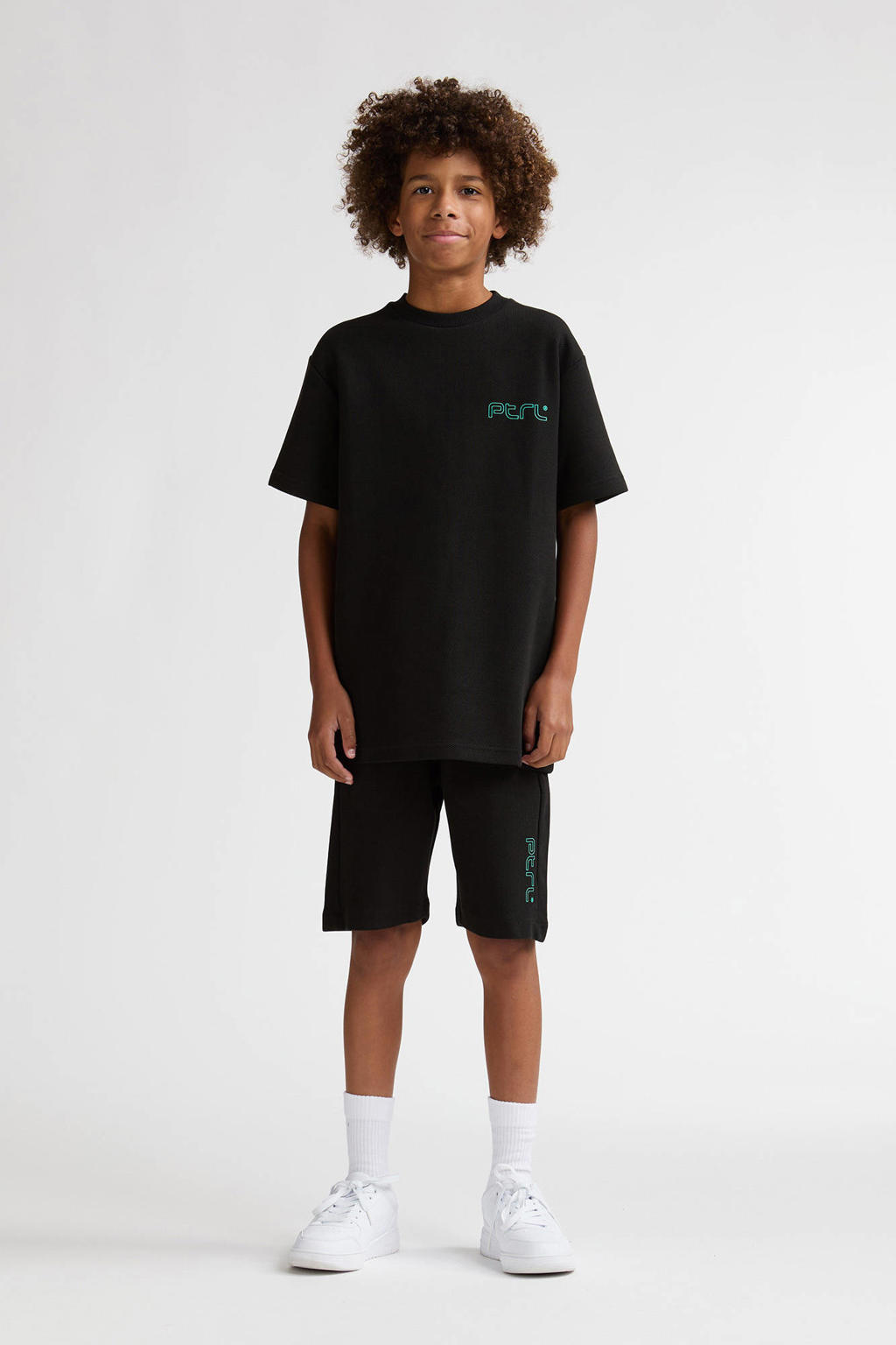 Zwarte jongens Petrol Industries T-shirt van katoen met backprint, korte mouwen en ronde hals