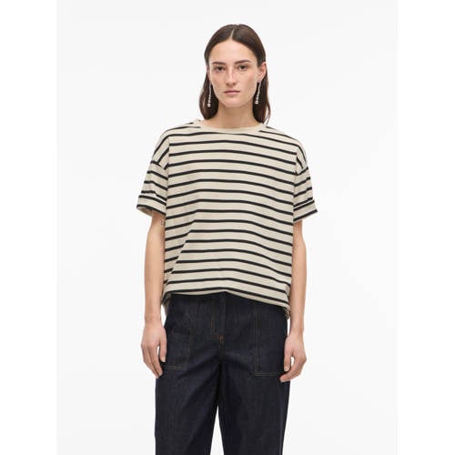 ROUGE EDIT gestreepte T-shirt bruin afbeelding