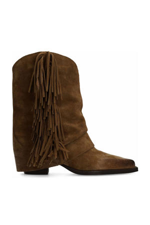 suède cowboylaarzen met flap bruin