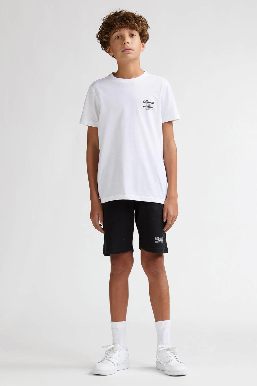 Witte jongens Petrol Industries T-shirt van katoen met backprint, korte mouwen en ronde hals
